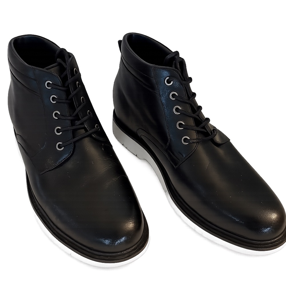 Calto Men’s Invisible Height Elevator Black Leather Boots Size 12